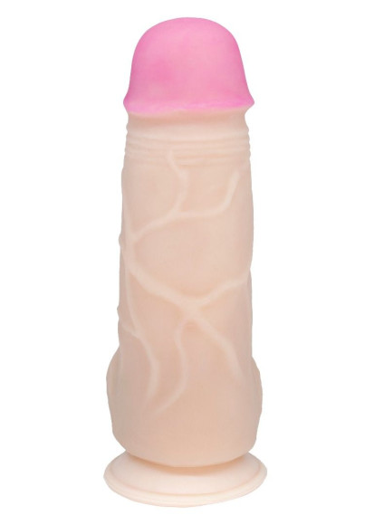 Телесный фаллоимитатор на присоске большого диаметра - 19,5 см. Телесный фаллоимитатор на присоске большого диаметра - 19,5 см.