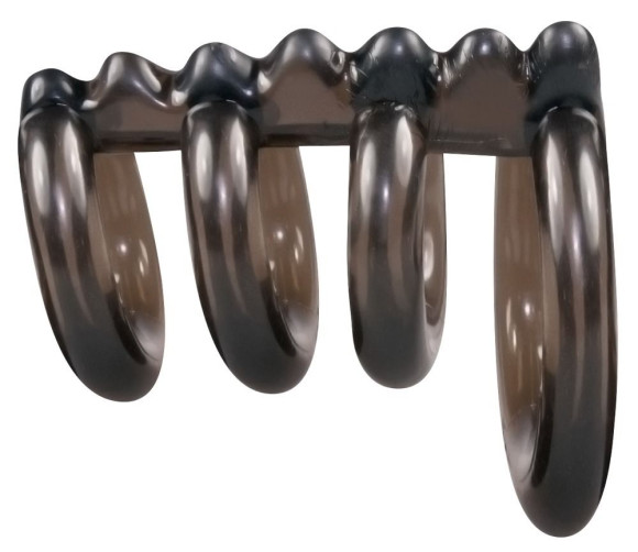 Дымчатая стимулирующая насадка на пенис из 4 колец - 6,5 см. Дымчатая стимулирующая насадка на пенис из 4 колец - 6,5 см.