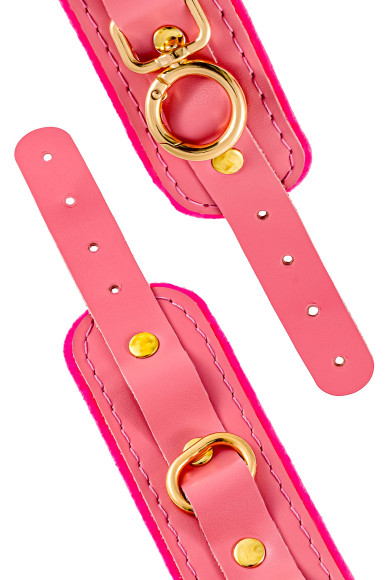 Розовые двуслойные кожаные оковы