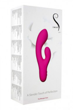 Розовый перезаряжаемый вибромассажер Whooper Swan со стимулятором клитора - 18,8 см.