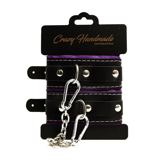 Черно-фиолетовые скругленные наручники с мягкой подкладкой