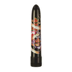 Чёрный вибратор с принтом Inked Vibes - 16,5 см. Чёрный вибратор с принтом Inked Vibes - 16,5 см.