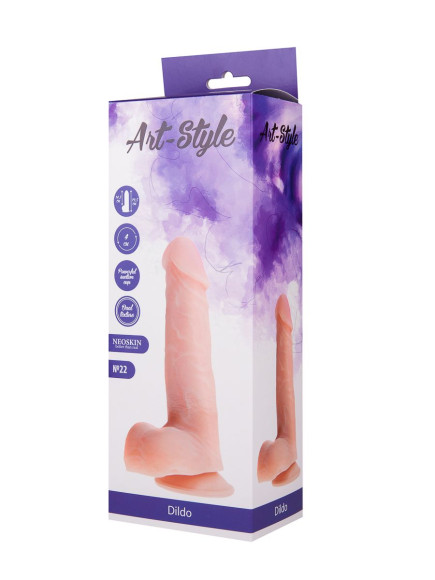 Фаллоимитатор с мошонкой на подошве-присоске ART-Style №22 - 19,5 см. Фаллоимитатор с мошонкой на подошве-присоске ART-Style №22 - 19,5 см.