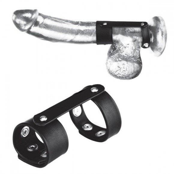 Двойной поддерживаюший ремень для пениса с заклепками Двойной поддерживаюший ремень для пениса с заклепками