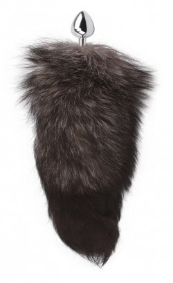 Серебристая анальная пробка с хвостом Tantalizing Foxy Anal Plug