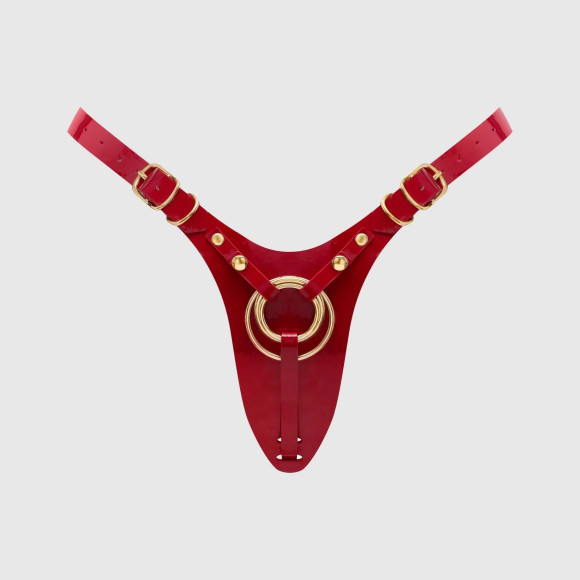 Красный пояс для фиксации насадок Strap-On-Me Leatherette Harness Fabulous