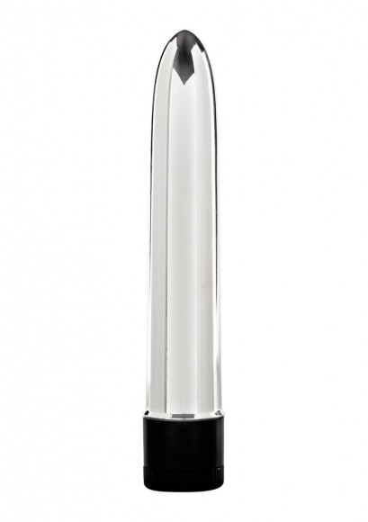 Серебристый вибратор Retro Slimline - 16 см.