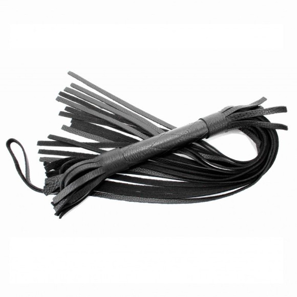 Чёрная плетка из натуральной кожи - 60 см. Чёрная плетка из натуральной кожи - 60 см.