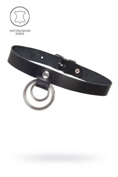 Черный чокер-ошейник с кольцом в кольце