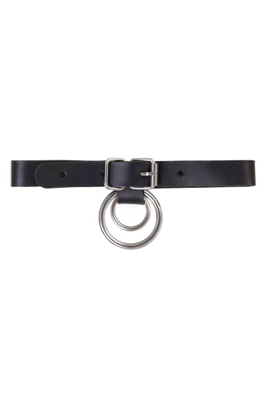 Черный чокер-ошейник с кольцом в кольце