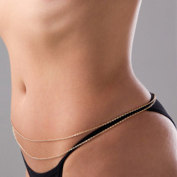 Стильная двойная золотистая цепочка на талию Стильная двойная золотистая цепочка на талию