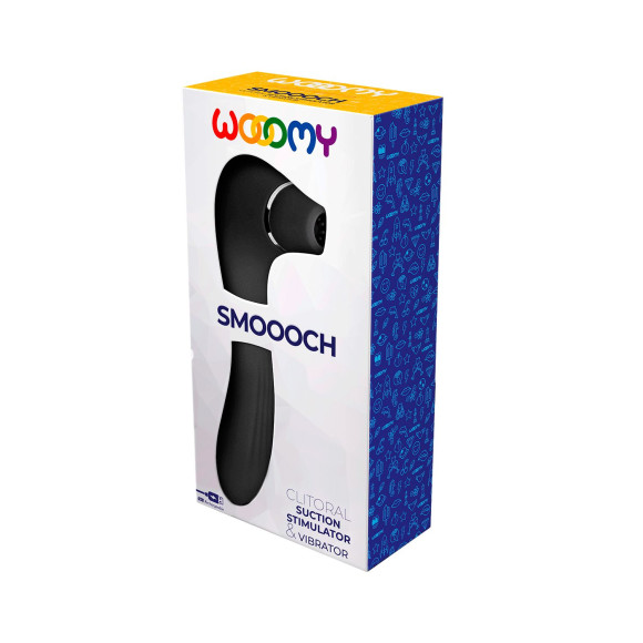 Черный стимулятор Smoooch Clitoral Suction & Vibration - 18,6 см.