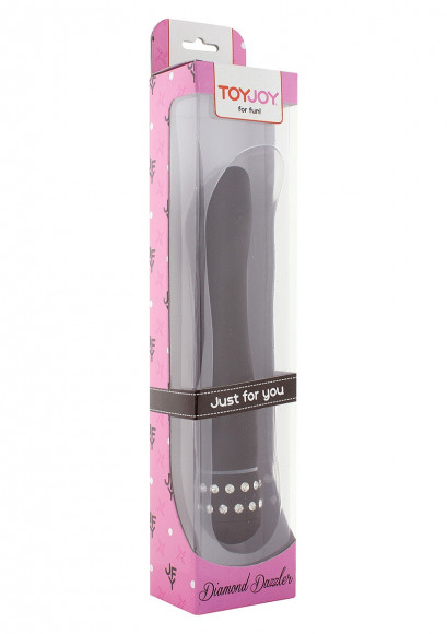 Чёрный вибратор DIAMOND DAZZLER - 19 см.