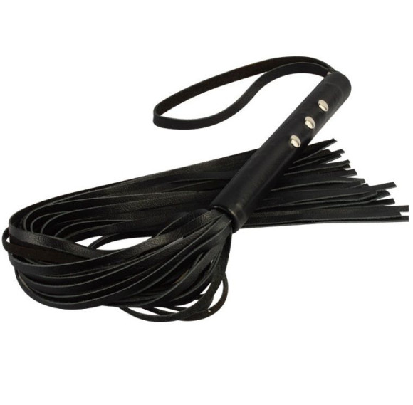 Черная кожаная плеть Домино - 56 см. Черная кожаная плеть Домино - 56 см.