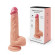 Телесный фаллоимитатор с розовой головкой - 19 см.