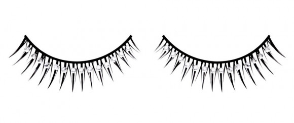 Черные ресницы с белыми кристаллами